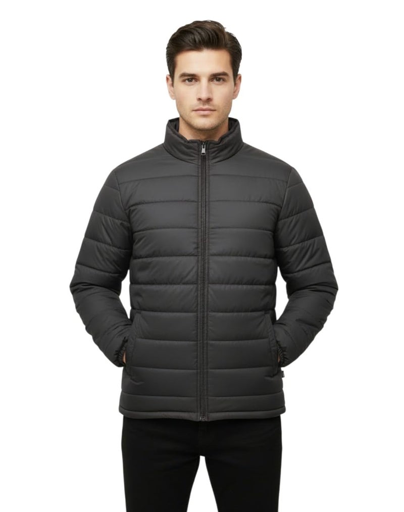 FYLTR Men's Stand Collar Puffer Jacket, Black, M - Image 1