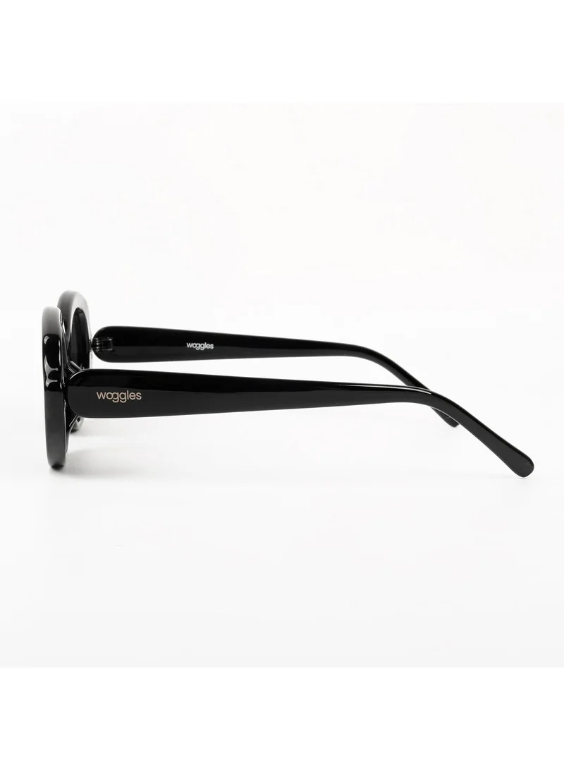 Woggles Designer Black Oval Sunglasses| Men &amp; Women| 100% Uv Protection