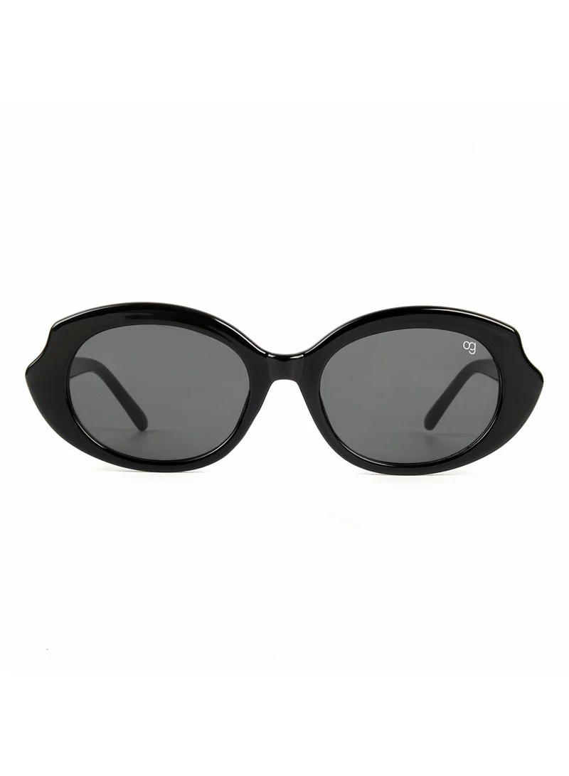 Woggles Designer Black Oval Sunglasses| Men &amp; Women| 100% Uv Protection