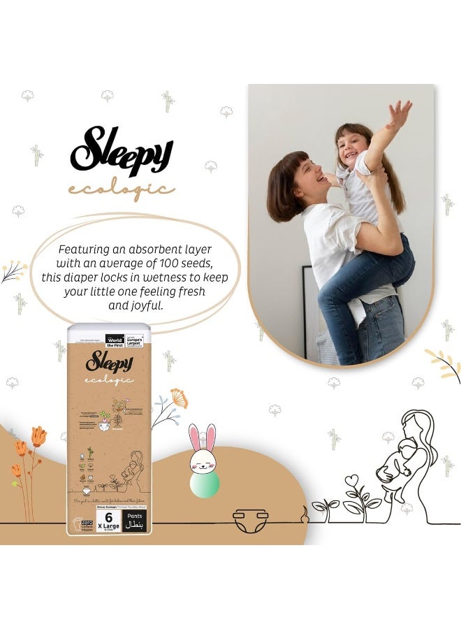 Sleepy سروال بيبي إيكولوجي مقاس 6، صديق للبيئة، مضاد للحساسية، امتصاص فائق، مواد طبيعية بالكامل، 6 × 32 قطعة - Image 3