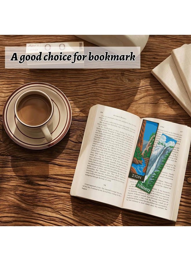 NEGEKFKX 6 Pcs National Park Cross Stitch Bookmark Kit for Adult Beginners,Cross Stitch Kits 14 CT DIY Crossstitch Kits Adult Stamped Bookmark Embroidery Bookmarks Kit - Image 3