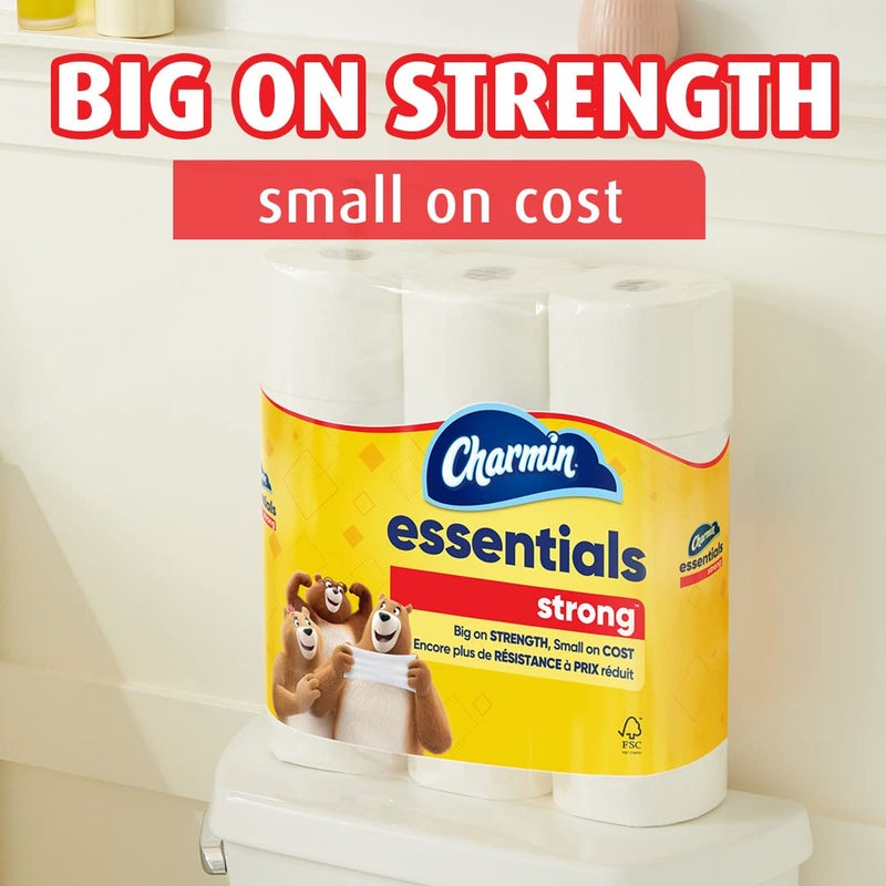 Charmin Essentials Strong Toilet Paper, 9 Mega Rolls = 36 Regular Rolls - Image 2