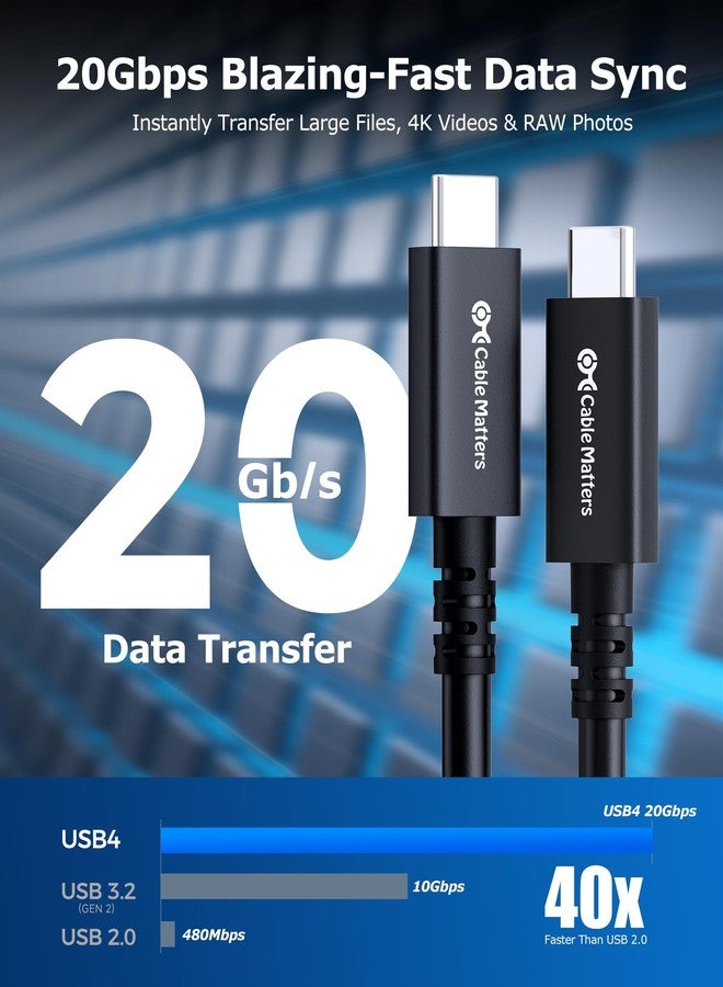 Cable Matters 20Gbps Active USB4 Cable 16.4 ft / 5m, Supports Up to [4K@60Hz Video, 60W Charging, 20Gbps Data Transfer] Compatible with Thunderbolt 4, USB C for VR Headset, MacBook, XPS, Surface Pro - Image 3
