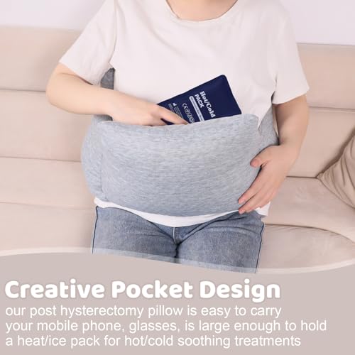 RoamReady Hysterectomy Recovery Pillow, Post-Surgery Cushion for Abdomen C-Section Tummy Tuck Lumpectomy Myomectomy Patients Must Haves Abdominal Pillow with Pocket - Image 5
