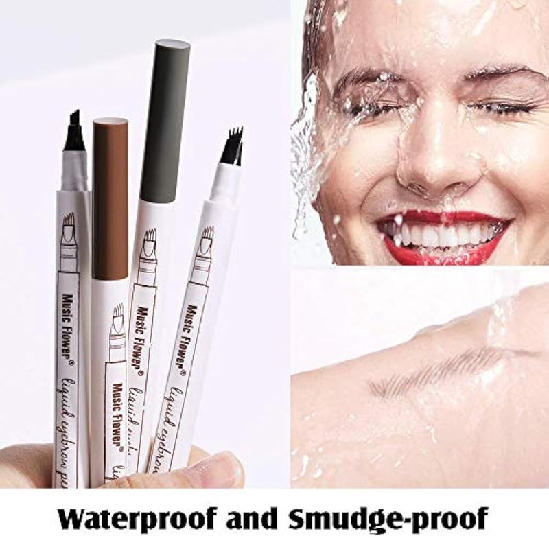 BHY Eyebrow Tattoo Pen (2 Pack), Micro Ink Brow Pen, 4 Points Eyebrown Pencil Long-Lasting Waterproof, Creates Daily Natural Brows Makeup Effortlessly (Maroon #01) - Image 5