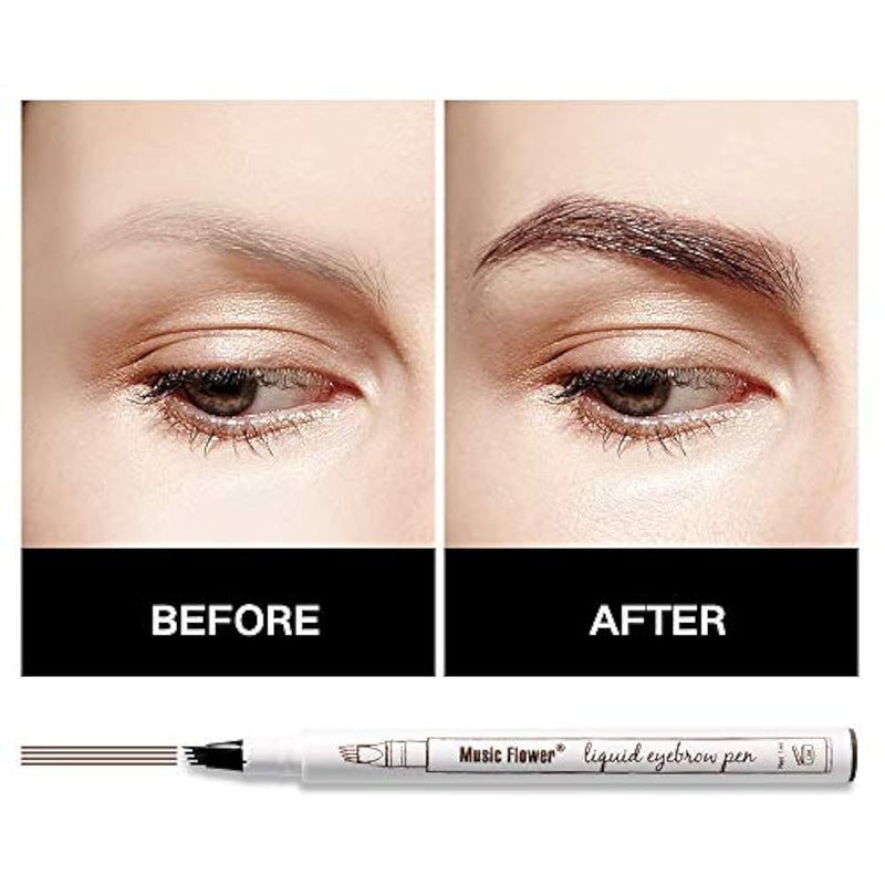 BHY Eyebrow Tattoo Pen (2 Pack), Micro Ink Brow Pen, 4 Points Eyebrown Pencil Long-Lasting Waterproof, Creates Daily Natural Brows Makeup Effortlessly (Maroon #01) - Image 2
