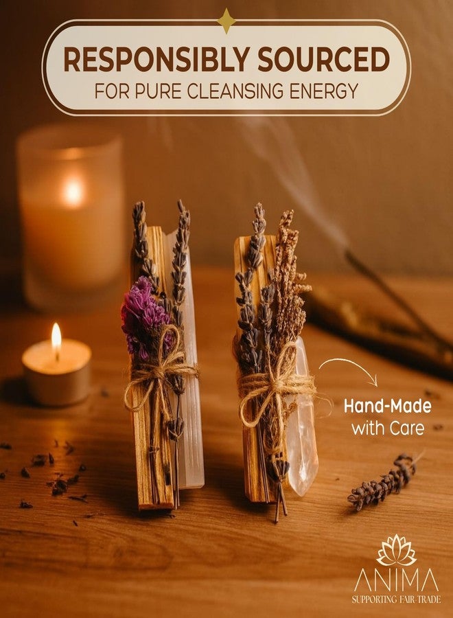 Anima Premium Energy Cleansing Set - White Sage Smudge Sticks, Palo Santo Sticks, Clear Quartz & Selenite Crystal with Smudge Bowl for Crystals & Home Cleansing, Meditation & Manifestation - Image 2