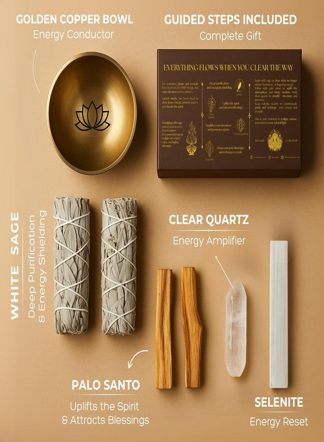 Anima Premium Energy Cleansing Set - White Sage Smudge Sticks, Palo Santo Sticks, Clear Quartz & Selenite Crystal with Smudge Bowl for Crystals & Home Cleansing, Meditation & Manifestation - Image 4