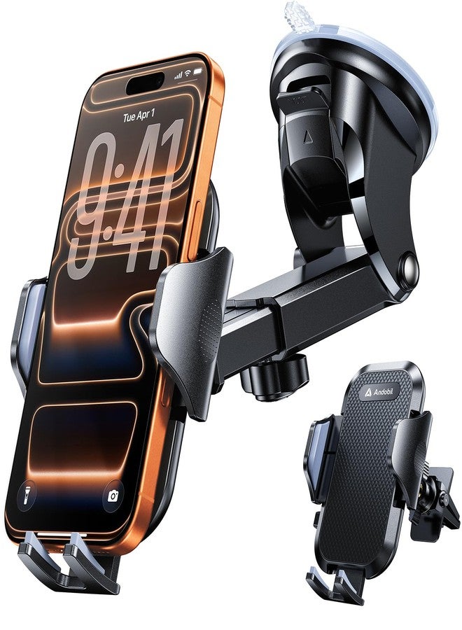 andobil [2025 True Military-Grade Car Phone Holder [Upgraded Strongest Suction & Clip] Cell Phone Car Mount Dashboard Windshield Vent,Truck Cradle Stand for iPhone 17 Pro Max 16 15 14 13 12 Android - Image 1