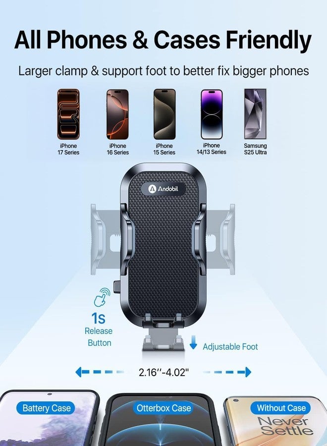 andobil [2025 True Military-Grade Car Phone Holder [Upgraded Strongest Suction & Clip] Cell Phone Car Mount Dashboard Windshield Vent,Truck Cradle Stand for iPhone 17 Pro Max 16 15 14 13 12 Android - Image 5