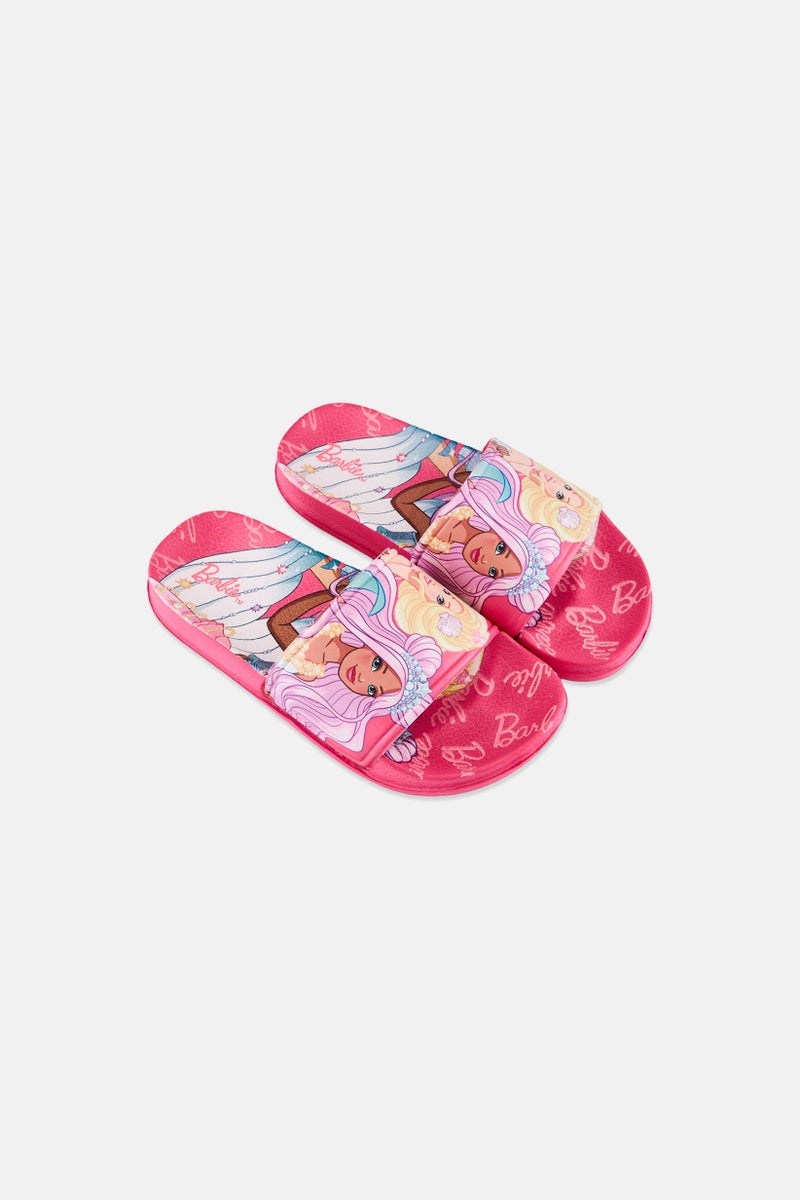 Barbie Kids Girl Barbie Slip On Slides, Multicolor - Image 4