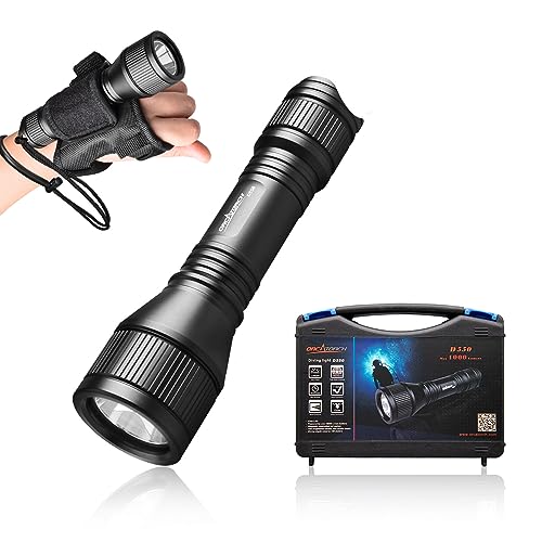 ORCATORCH D550 Dive Light 1000 Lumens Scuba Diving Flashlight 3 Modes IP68 Waterproof Underwater Lights Night Dive Submarine Torch with Wrist Mount for Outdoor Exploration Under Water Sports - Image 1