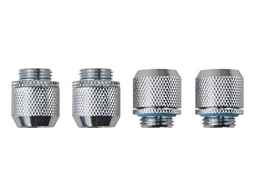 BXQINLENX Silver Chrome G1/4" to ID 3/8" OD 1/2" Soft TUBING Compression Fitting for Computer Water Cooling System Through Joint Straight Joint(4 PCS) - Image 1