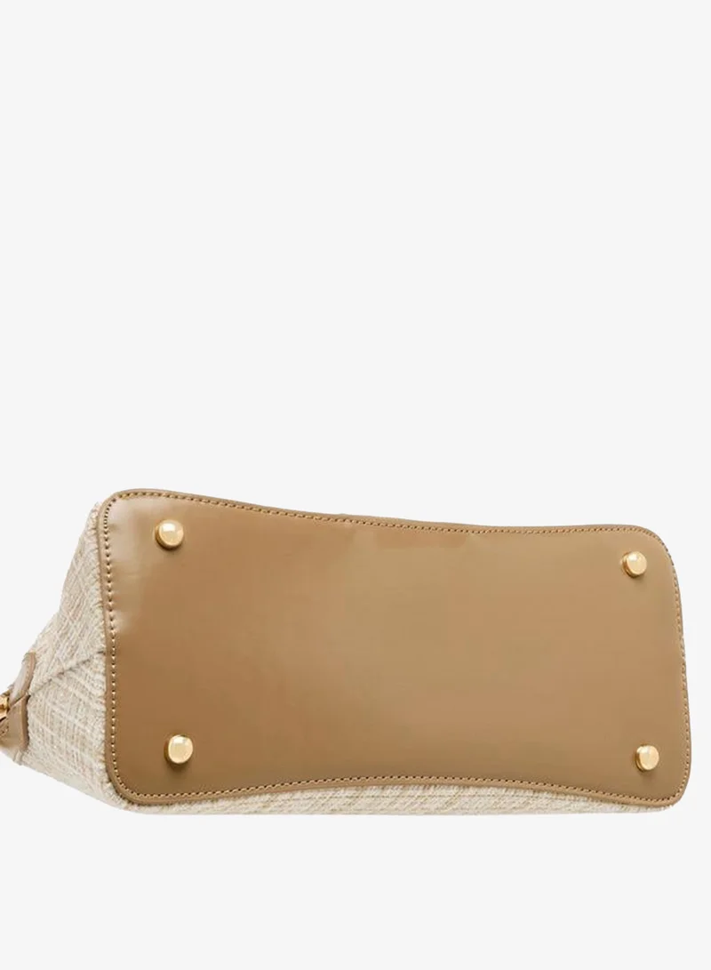 Flora Bella By Shoexpress BEIGE Textured Tote Bag with Double Handle for Women | Best Price UAE