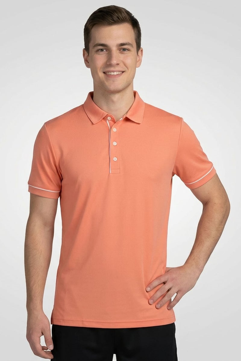 Ping Men Sportswear Fit Short Sleeve Outdoor Polo Shirt, Peach - Image 1