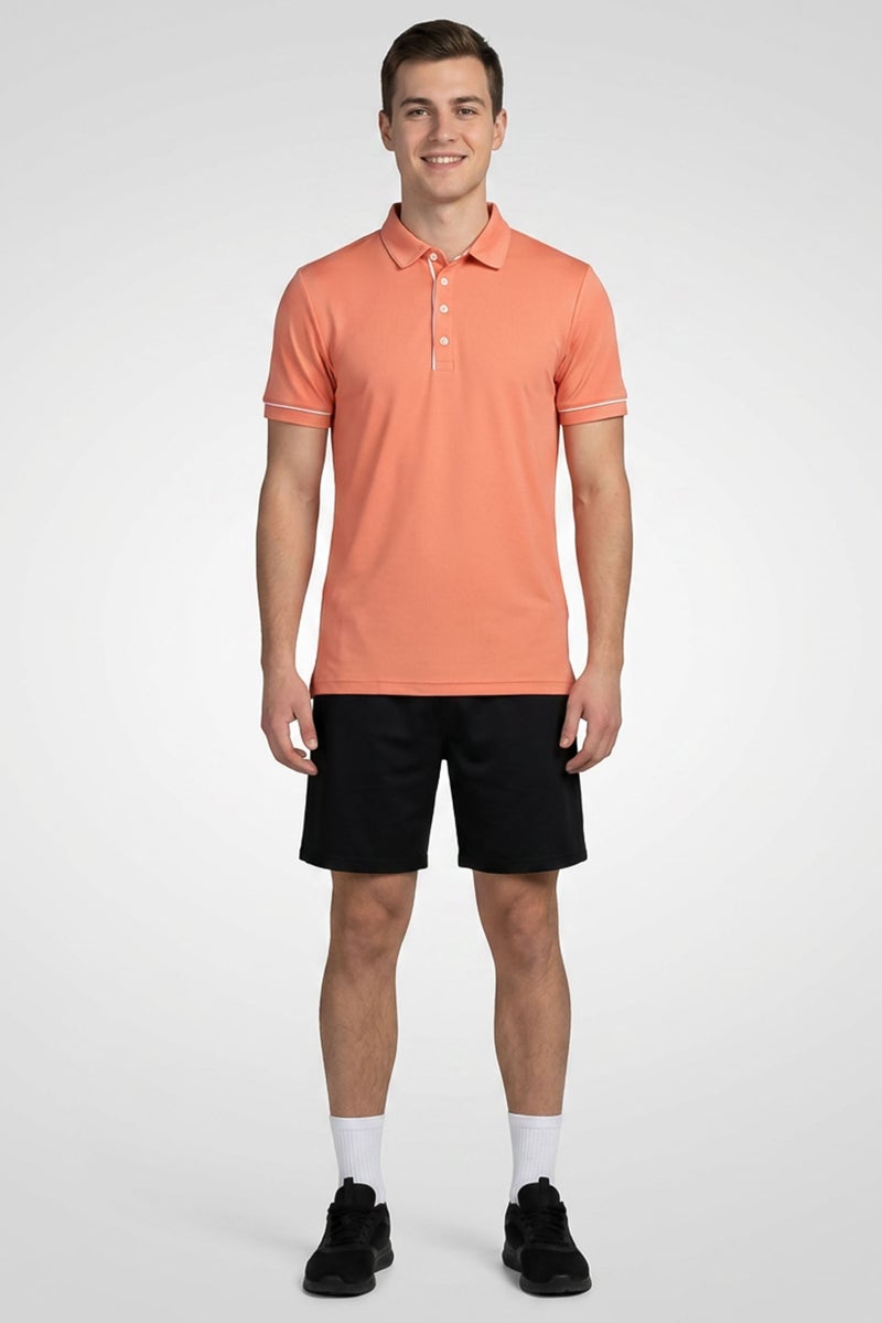 Ping Men Sportswear Fit Short Sleeve Outdoor Polo Shirt, Peach - Image 2
