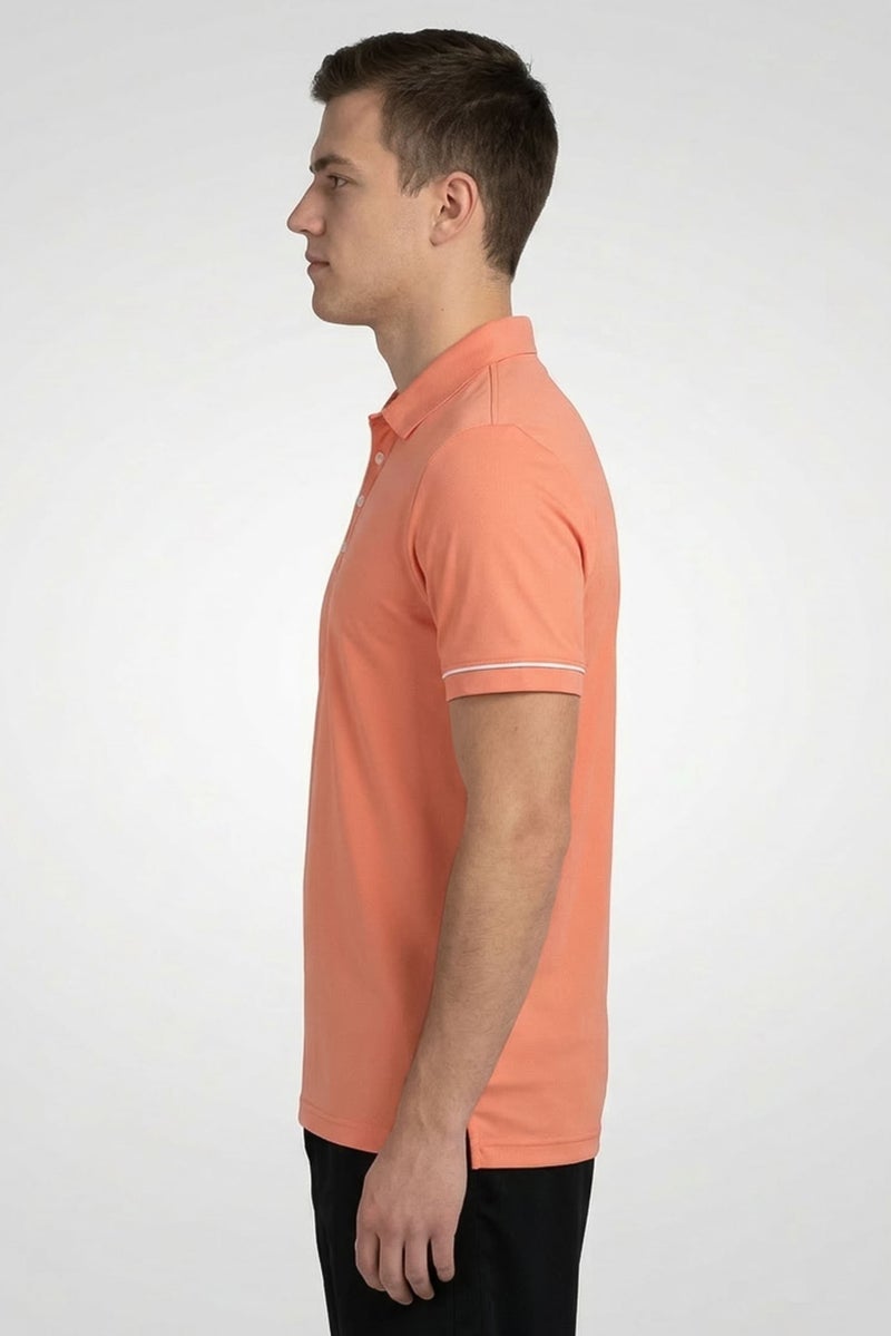 Ping Men Sportswear Fit Short Sleeve Outdoor Polo Shirt, Peach - Image 3
