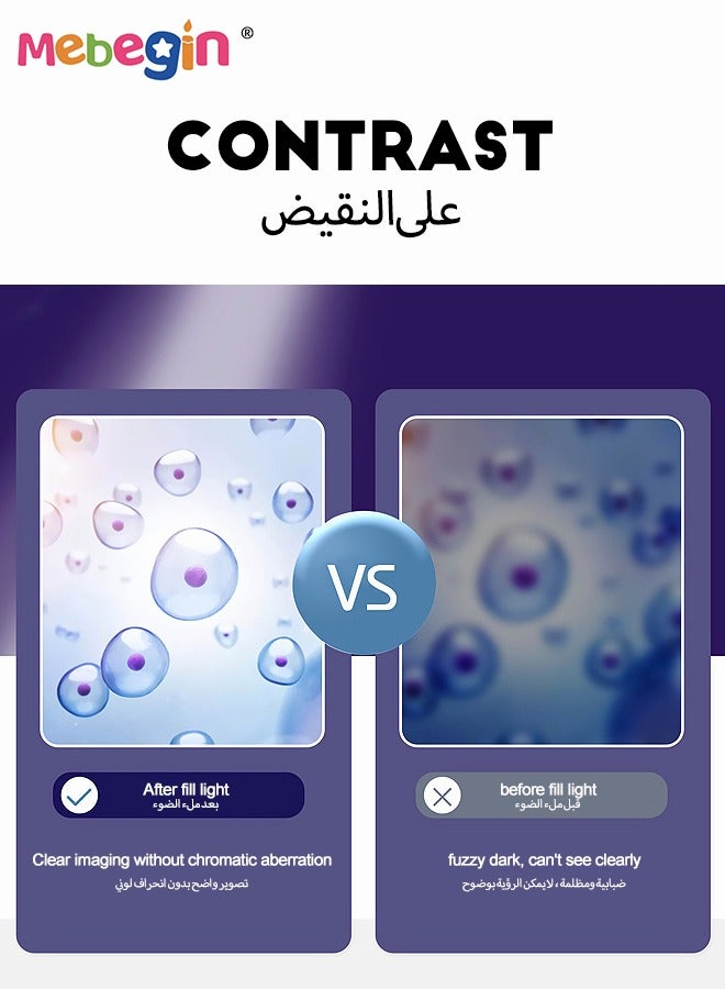 ميبيجين طقم مجهر 200X مع 12 شريحة مجهرية، طقم مجهر معدني للمبتدئين، مجهر بيولوجي محمول، ألعاب تعليمية وعلمية، طقم علوم كامل، 13.5*5.5*13 سم - Image 4
