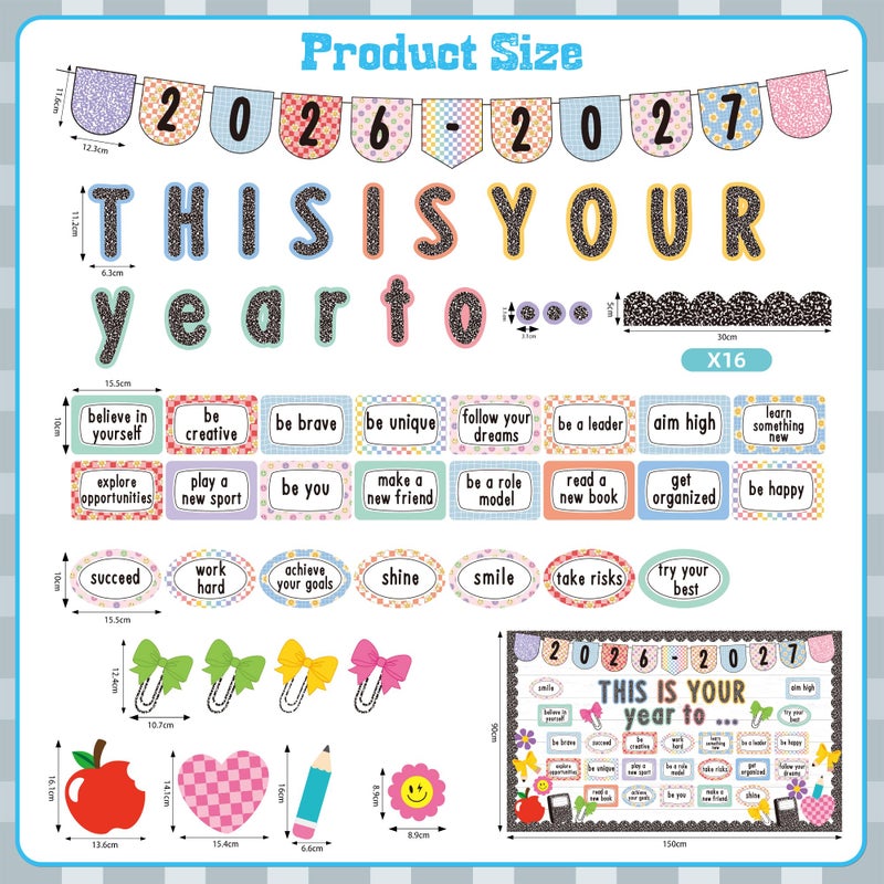 Polaxium This is Your Year Bulletin Board Set, Classroom Decoration Inspirational Welcome Back to School Composition Notebooks for School Office Chalkboard Wall Door Learning Activities Decor Supplies - Image 4