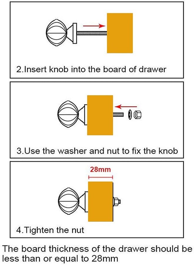 BnoSpace Golden Brass knobs for Cabinets, Drawers, Dresser Door & Pulls, 38 mm - Set of 6 - Image 4