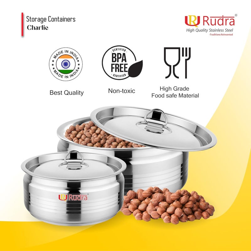 Rudra Stainless Steel Storage Containers Set of 2 800ml 1200ml Single Wall Airtight LeakProof Ideal for Kitchen Office School Travel Picnic BPAFree RustFree Easy to Carry - Image 5