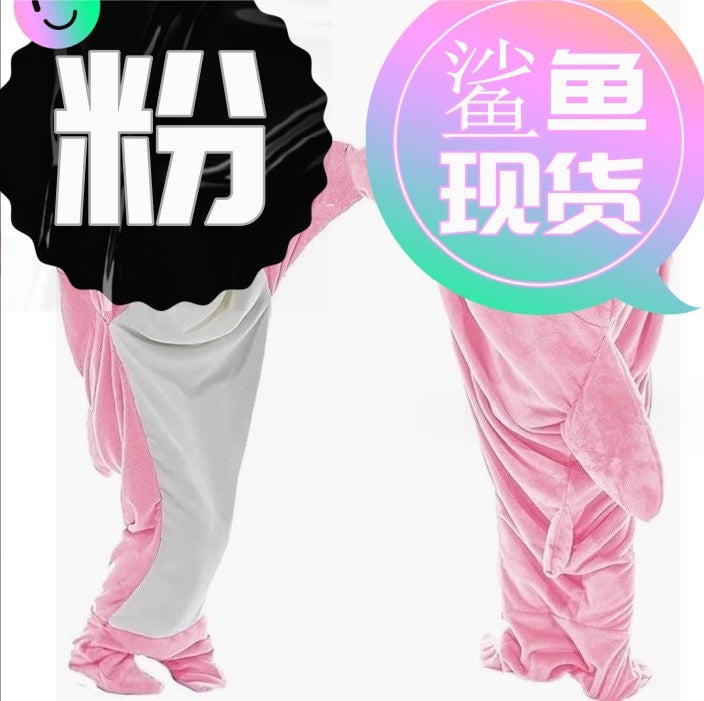 Cartoon Sand Carving Shark Sleeping Bag One-Piece Pajamas Flannel Shark Home Wear One-Piece Shark Summer Sleeping Bag - Image 1