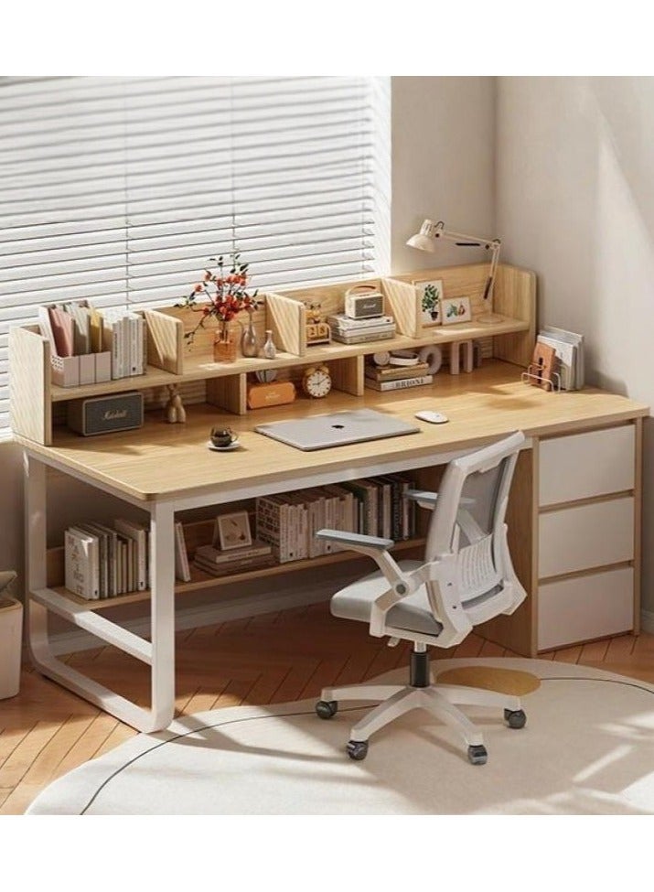 AIWANTO Desk with Storage and Large 3 Drawers PC Multifunctional Home Office Modern Laptop Sturdy Shelves Simple Stylish Workstation Study Table 140x103x50cm - Image 1