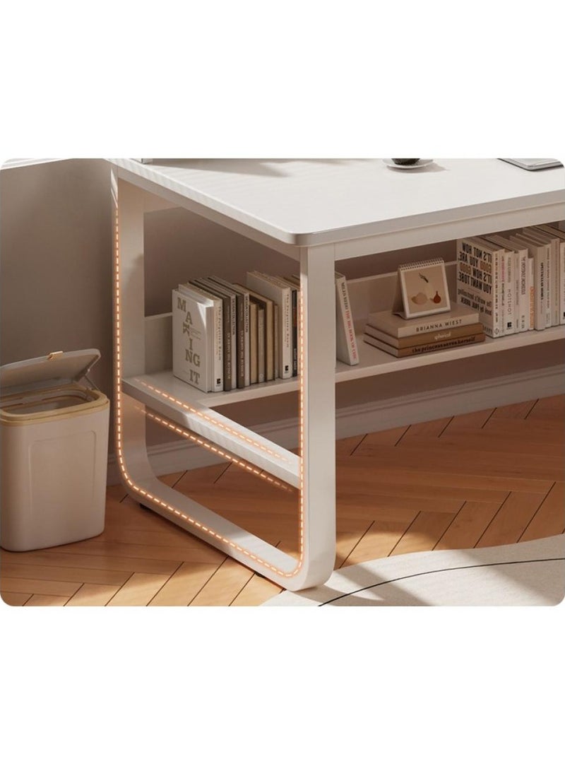 AIWANTO Desk with Storage and Large 3 Drawers PC Multifunctional Home Office Modern Laptop Sturdy Shelves Simple Stylish Workstation Study Table 140x103x50cm - Image 3