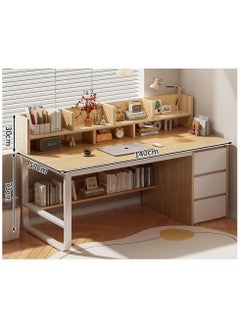 AIWANTO Desk with Storage and Large 3 Drawers PC Multifunctional Home Office Modern Laptop Sturdy Shelves Simple Stylish Workstation Study Table 140x103x50cm  - Image 4