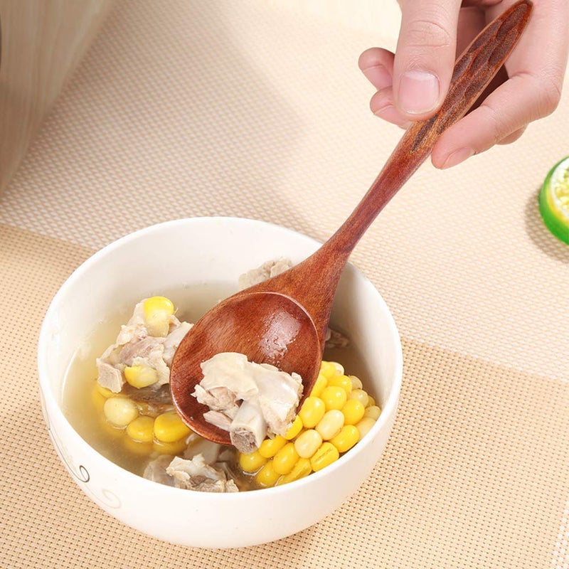 Iqcwood Wooden Soup Spoons Magic Spoon Wooden Spoons For Eating 6 Pieces 6.8 Inch Asian Soup Spoon Magic Spoon For Salad Desserts Coffee Snacks Cereal And Fruit - Image 2