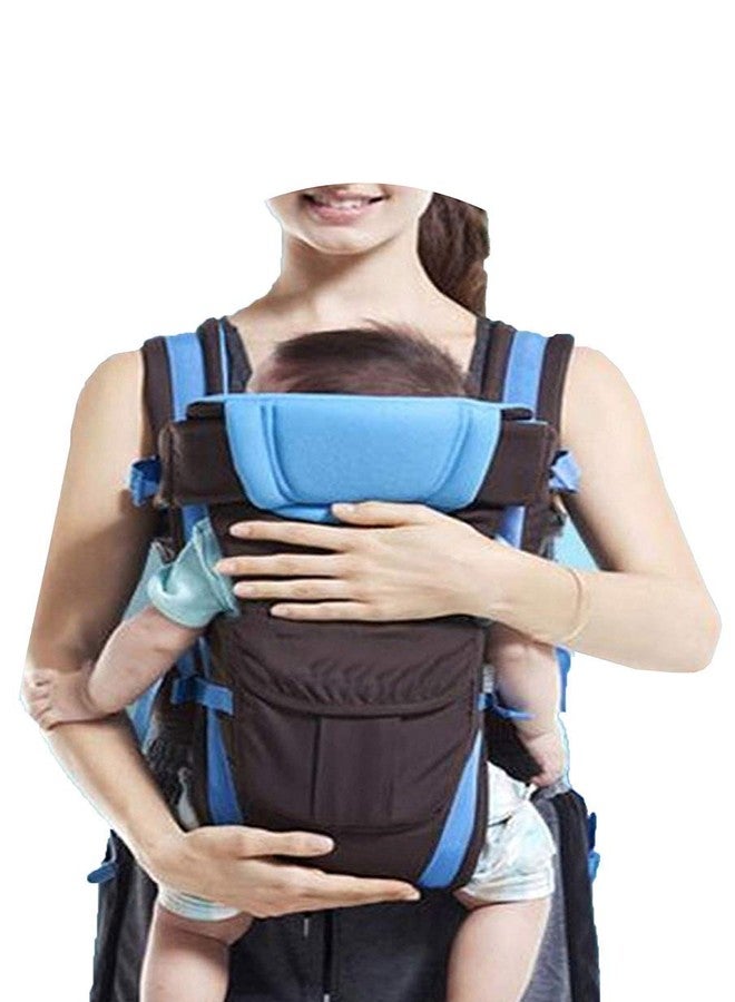 Crawl'in 4-in-1 Adjustable Baby Carrier Cum Kangaroo Bag/Honeycomb Texture Baby Carry Sling/Back/Front Carrier for Baby with Safety Belt and Buckle Straps (Black & Sky Blue) - Image 2
