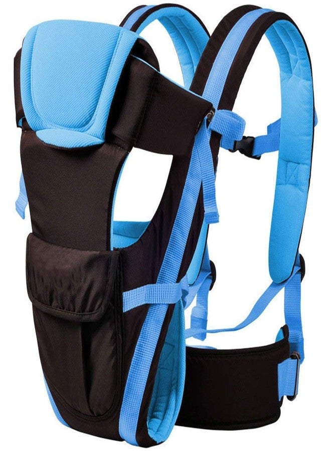 Crawl'in 4-in-1 Adjustable Baby Carrier Cum Kangaroo Bag/Honeycomb Texture Baby Carry Sling/Back/Front Carrier for Baby with Safety Belt and Buckle Straps (Black & Sky Blue) - Image 1
