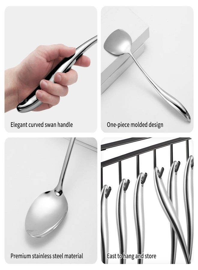 Lazycorner 304 Stainless Steel Kitchen Utensils Set, 6 Pcs Long Metal Cooking Utensil with Spatula, Solid Spoon, Ladle, Skimmer, Spaghetti Spoon, Meat Fork, Dishwasher Safe - Image 5
