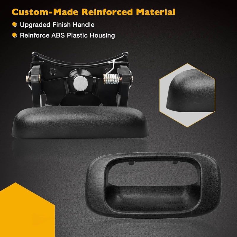 Gledewen Tailgate Handle Latch and Bezel Trim with Rod Clips | for 1999-2007 Chevy Silverado GMC Sierra 1500 2500 3500 | Replaces# 15997911, 15228539, 15228541, 15228540 - Image 5