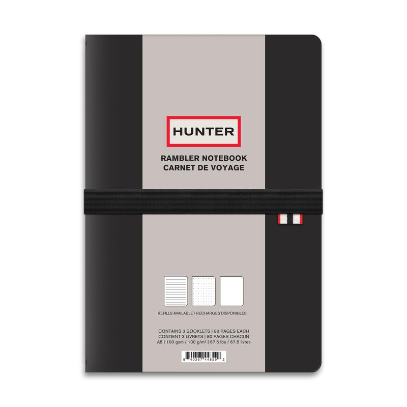 Studio Oh! Hunter - Rambler Refillable Notebook, 8.6â€ X 6â€ Book with 3 A5 Booklets, 80 Pages Each of Lined Paper, Dot Grid, & Blank Pages for Drawing or Journaling, Elastic Band & Inside Pocket, Black - Image 2