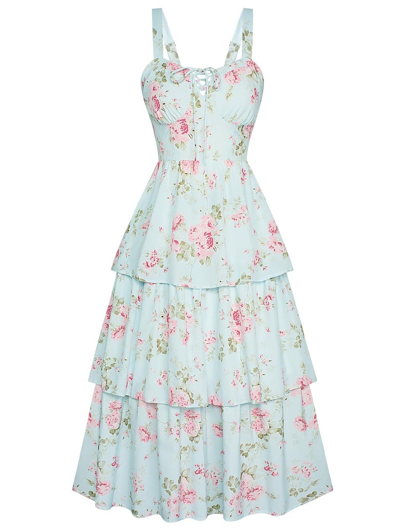 Womens Wedding Guest Dress Summer Maxi Dresses Casual Beach Dresses Sleeveless Floral Cami Dress Blue Pink Floral Size 6