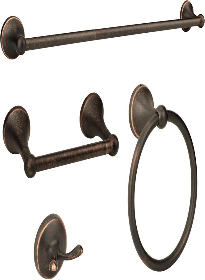 Ntipox Antique 4 Piece Bathroom Hardware Accessories Set Oil Rubbed Bronze,24 Inch Towel Bar Set with Double Post Pivoting Toilet Paper Holder,Towel Rack Set Vintage,Bathroom Towel Holder Set Bronze - Image 1