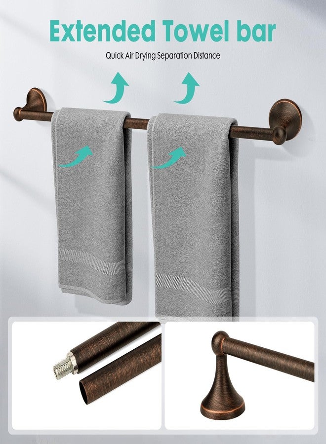 Ntipox Antique 4 Piece Bathroom Hardware Accessories Set Oil Rubbed Bronze,24 Inch Towel Bar Set with Double Post Pivoting Toilet Paper Holder,Towel Rack Set Vintage,Bathroom Towel Holder Set Bronze - Image 2