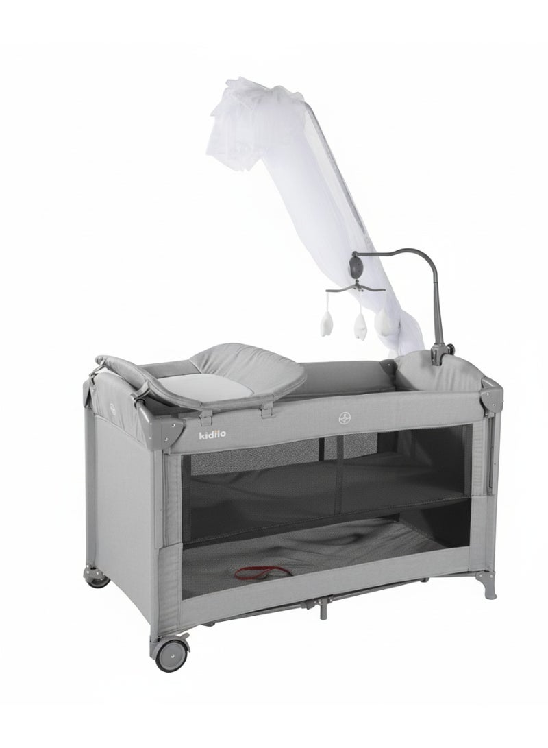 Kidilo Baby Playpen Bedside Crib Co Sleeping crib Drop side bed travel cot drop side different levels with  Anti-Mosquito net and toys code(T702L ) - Image 1