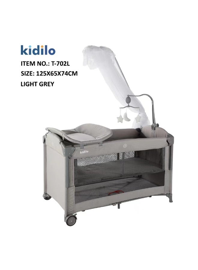 Kidilo Baby Playpen Bedside Crib Co Sleeping crib Drop side bed travel cot drop side different levels with  Anti-Mosquito net and toys code(T702L ) - Image 2