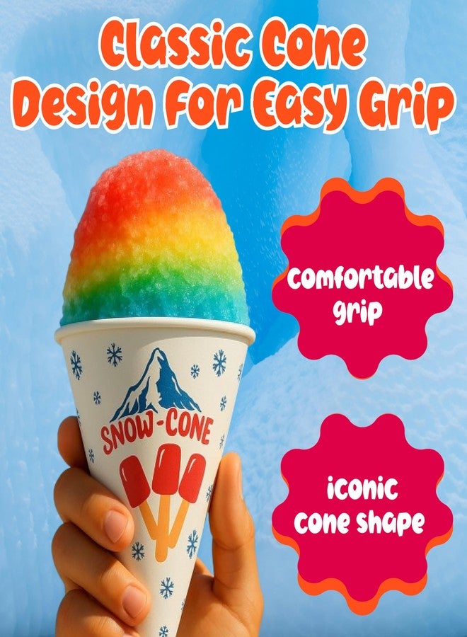 Concession Essentials Paper Snow Cone Cups, 6 oz, Wax Coated, Leakproof Water Cups for Shaved Ice, Water Cooler Dispenser, 100 Count - Image 4