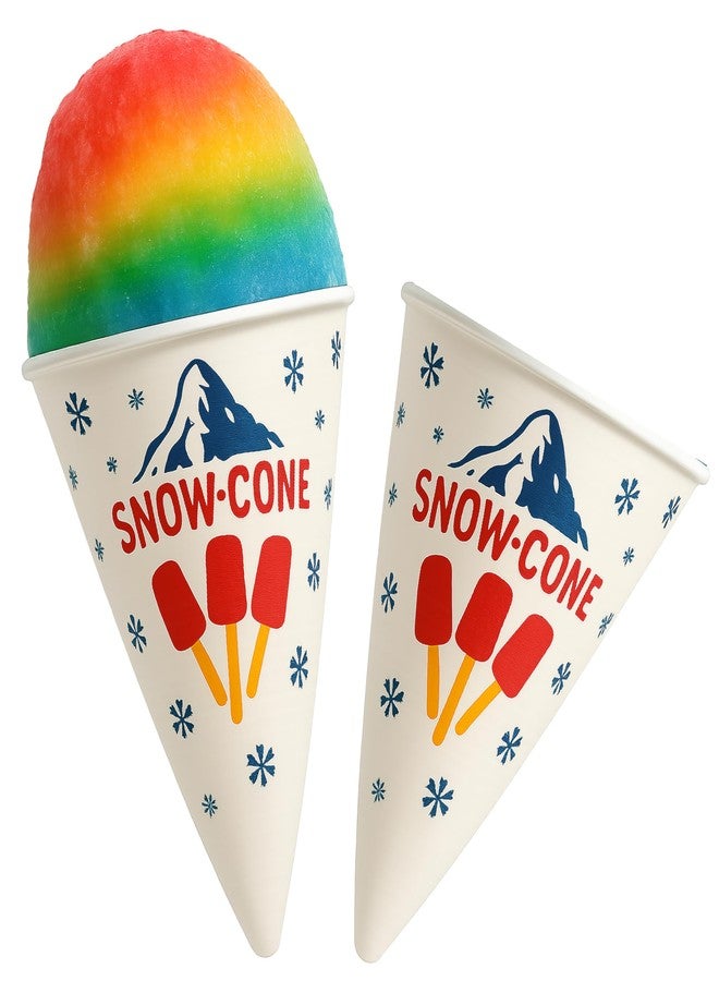 Concession Essentials Paper Snow Cone Cups, 6 oz, Wax Coated, Leakproof Water Cups for Shaved Ice, Water Cooler Dispenser, 100 Count - Image 1