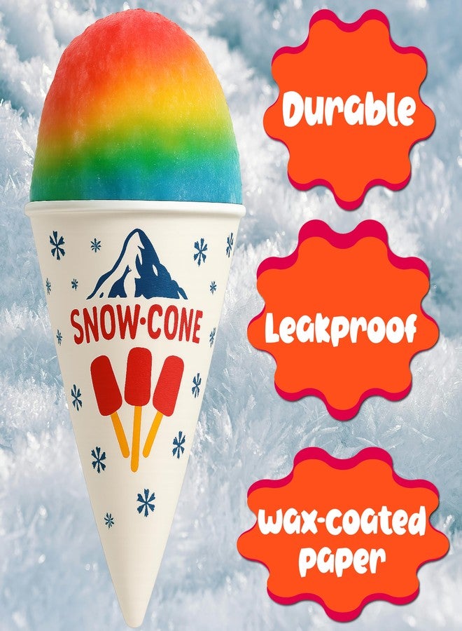 Concession Essentials Paper Snow Cone Cups, 6 oz, Wax Coated, Leakproof Water Cups for Shaved Ice, Water Cooler Dispenser, 100 Count - Image 5