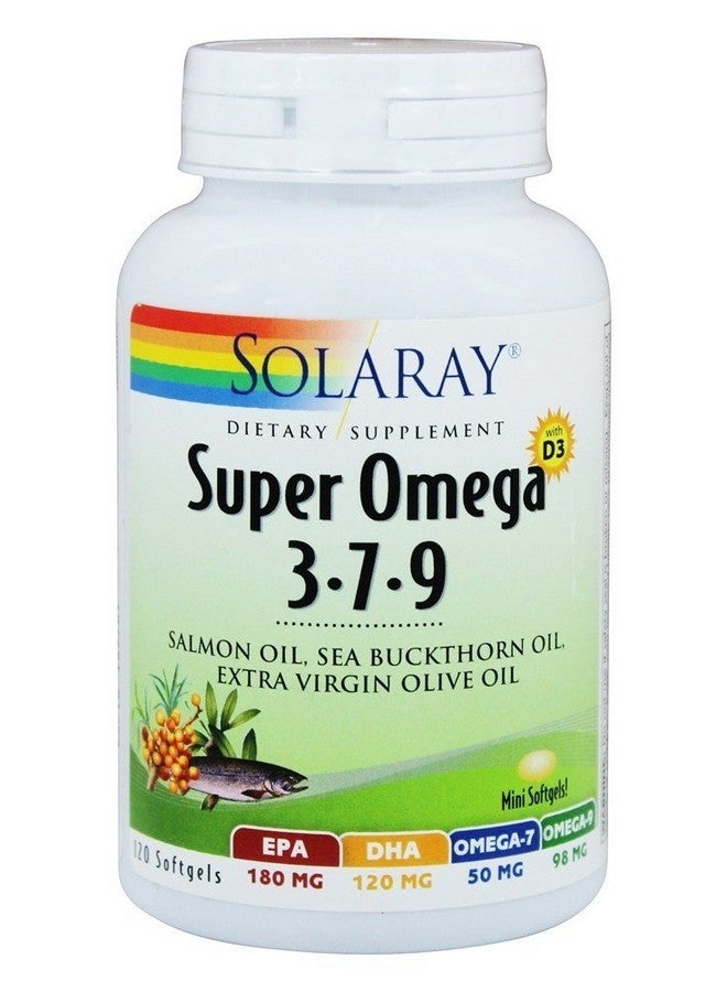 Solaray Super Omega 3-7-9 with Vitamin D-3 & Salmon Oil, 120 Softgels - Image 2