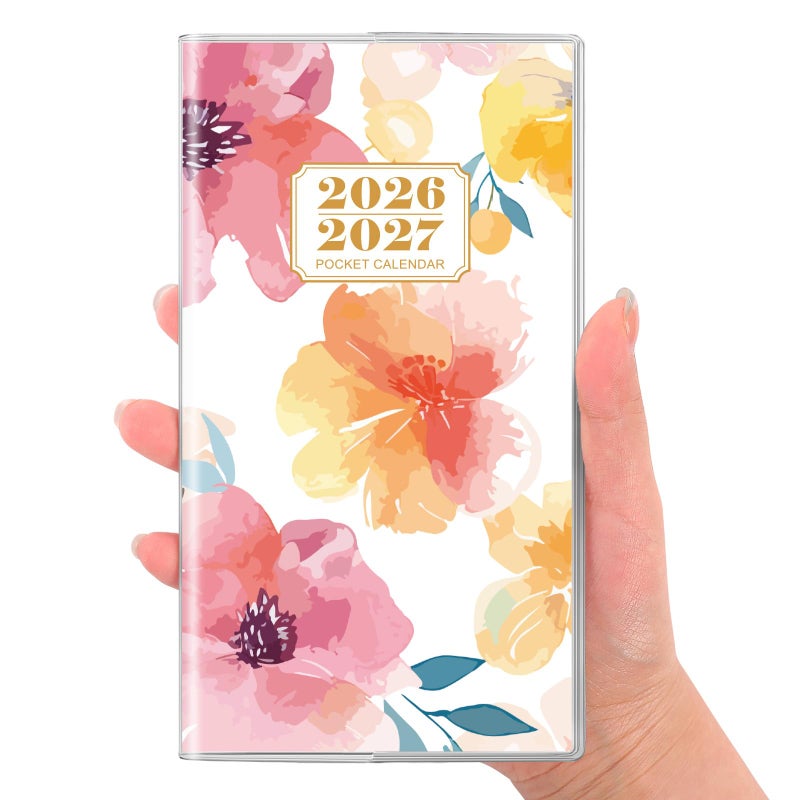 SKYDUE Pocket Calendar 2025-2026, 2-Year Small Monthly Pocket Planner for Purse, 6.7" x 3.7", Compact Design with Plastic Sleeve, Perfect for On-the-Go Planning and Organization - Image 1