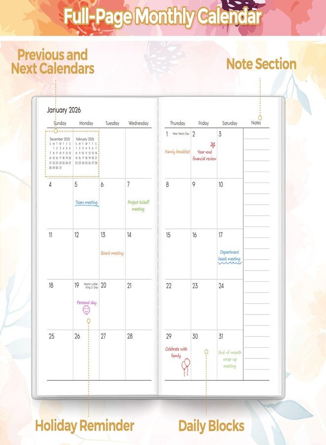 SKYDUE Pocket Calendar 2025-2026, 2-Year Small Monthly Pocket Planner for Purse, 6.7" x 3.7", Compact Design with Plastic Sleeve, Perfect for On-the-Go Planning and Organization - Image 2