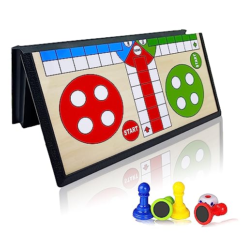 KIDAMI Mini Magnetic Ludo Travel Board Game Set, Folding Design and Light-Weight, Gift for Kids Toddlers (7.64 × 7.64 inches) - Image 1