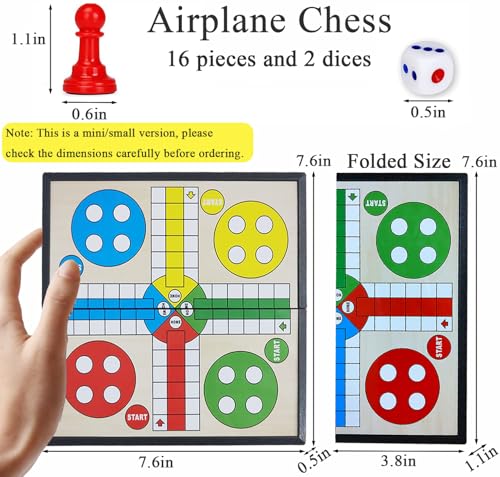 KIDAMI Mini Magnetic Ludo Travel Board Game Set, Folding Design and Light-Weight, Gift for Kids Toddlers (7.64 × 7.64 inches) - Image 4
