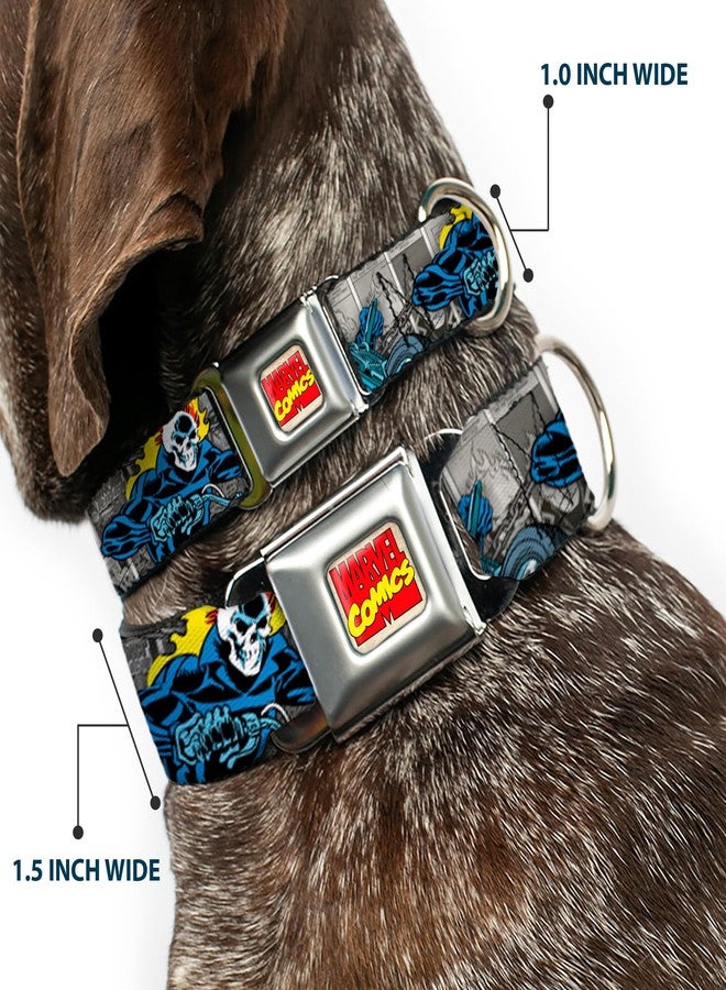 Buckle Down Buckle-Down Dog Collar Seatbelt Buckle Ghost Rider 3 Riding Poses Comic Blocks Gray Yellow Black Red 11 to 17 Inches 1.0 Inch Wide, Multicolor, 1"" Wide - fits 11-17"" Neck - Medium - Image 2