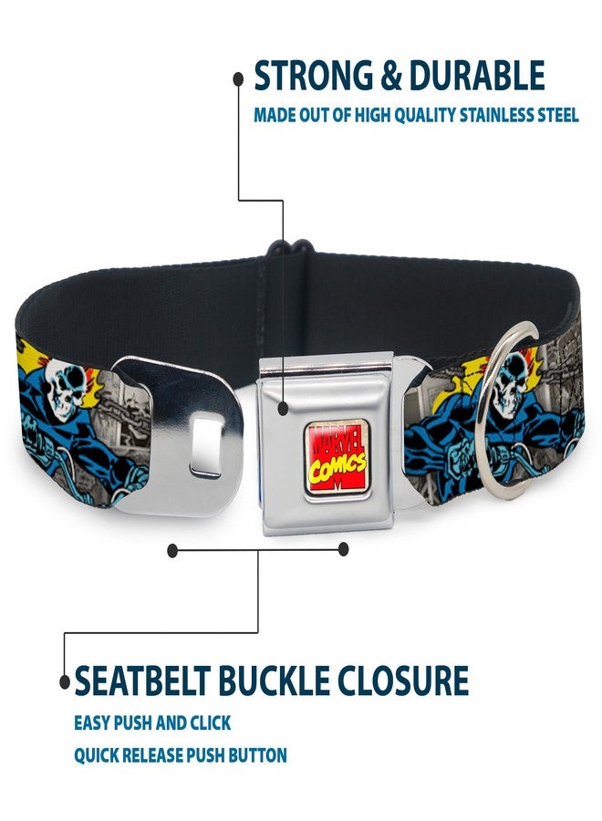 Buckle Down Buckle-Down Dog Collar Seatbelt Buckle Ghost Rider 3 Riding Poses Comic Blocks Gray Yellow Black Red 11 to 17 Inches 1.0 Inch Wide, Multicolor, 1"" Wide - fits 11-17"" Neck - Medium - Image 4